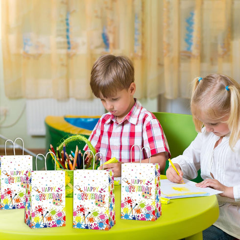 12 Pcs Premium Paint Art Party Bag Supplies, Art Themed Birthday Party Candy Favor Gift Treat Bags Decorations