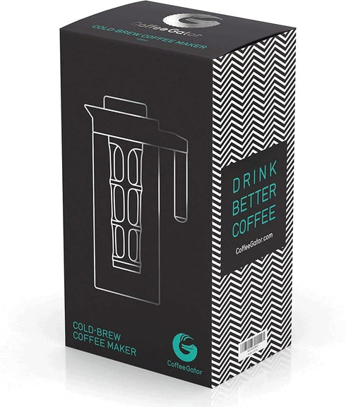 Coffee Gator Cold Brew Coffee Maker, 47 oz Iced Tea & Cold Brew Pitcher with Glass Carafe & Filter