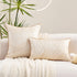 Avigers 18 x 18 Inch Square Beige Gold Abstract Striped Embroidery Cushion Case - Luxury Decorative Pillow Cover