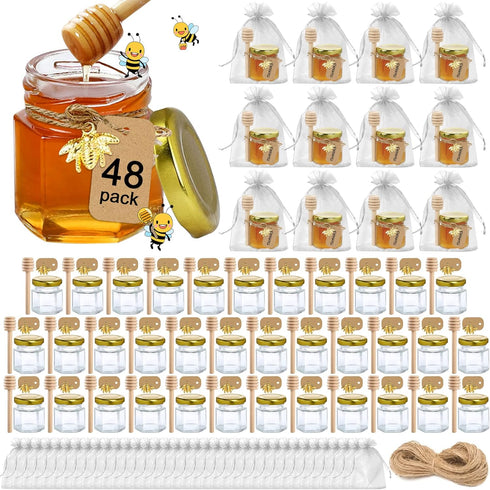 Aliggbent 48 Pack Mini Honey Jars Party Favors in Bulk, 1.5 oz
