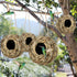 winemana 4 Pack Hanging Bird Nest House for Outside, Hand Woven Ball Shape, Durable Natural Grass for Garden Patio
