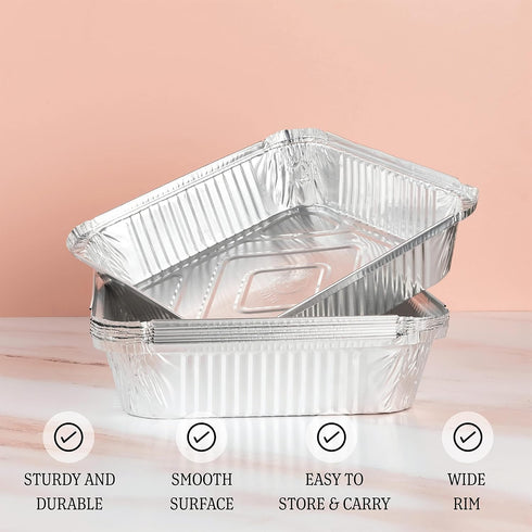 PLASTICPRO Disposable 9'' x 9'' x 2'' Square Aluminum Tin Foil Baking Pans, Pack of 10 for Cakes, Breads, Brownies