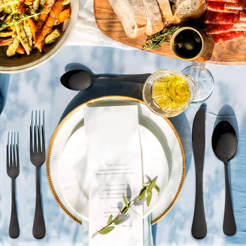 LIANYU Black Silverware Flatware Set for 2, 10-Piece Stainless Steel Cutlery Set, Mirror Finished, Dishwasher Safe by LIANYU