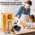 AISIPRIN Airtight Glass Jar with Lid - Glass Storage Containers with Screw On Bamboo Lids, 5Pcs Set