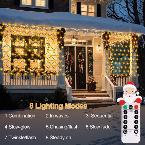6.6 9.8Ft 200 8 Dimmable echosari Net Lights Battery Powered, x LED Net Bush Lights with Mode Timer Remote, Mesh
