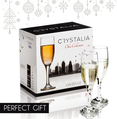 Volarium Champagne Flutes Set of 6, Elegant Crystal Glasses for Sparkling Wine, Perfect for Christmas, Weddings,