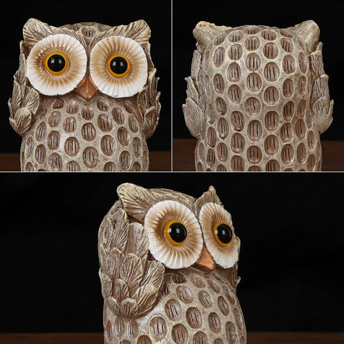 Set 3 of Owl Statues Home Dcor, Cute Owl Figurines for Shelf, Living Room Bedroom Office Desktop, Bookshelf, Animal