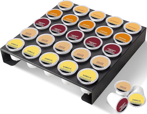 MyLifeUNIT K Cup Organizer Drawer, Wall Mounted Coffee Pod Holder for Kitchen and Office Coffee Station (Black)