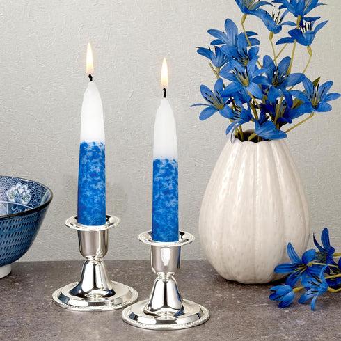 Rite Lite Blue & White Shabbat Candles – Premium 12 Pack Traditional Dinner Table Candles with Gift Box
