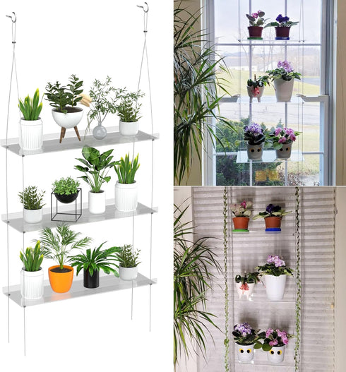 Jolitac Acrylic Window Boxes Plant Shelves for Windows, Acrylic Hanging Window Plant