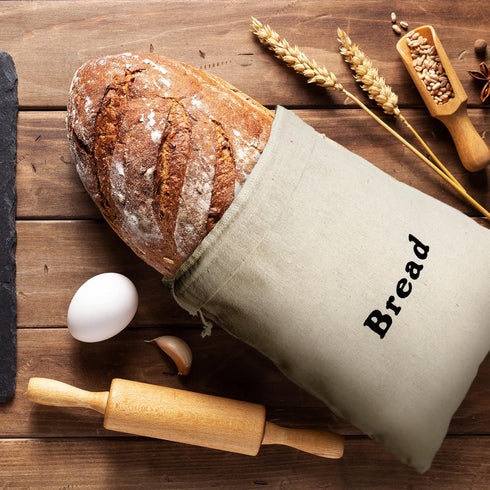 Woanger Linen Bread Bags - Reusable Drawstring 12 x 15 Inch Unbleached Pouch for Bakery and Food Storage