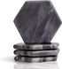 Mela Artisans Black Marble Coasters Set of 4 4-Inch Hexagon Stone Coasters