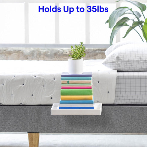 BedShelfie Bedside Shelf for Bunk Bed & Top Bunk, Floating Bed Side Table Tray Storage, College Dorm Essentials - White