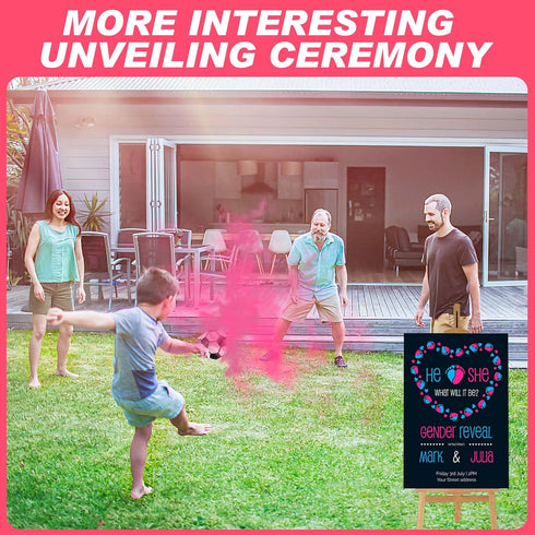 POPUPARTY Gender Reveal Soccer Ball, Soccer Ball Gender Reveal with Pink Powder for Boy or Girl Baby Gender Reveal