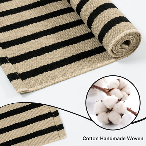 Front Door Mat Outside Entrance, 2'x4.3' Cotton Machine Washable Outdoor Doormat, Reversible Layered Mats