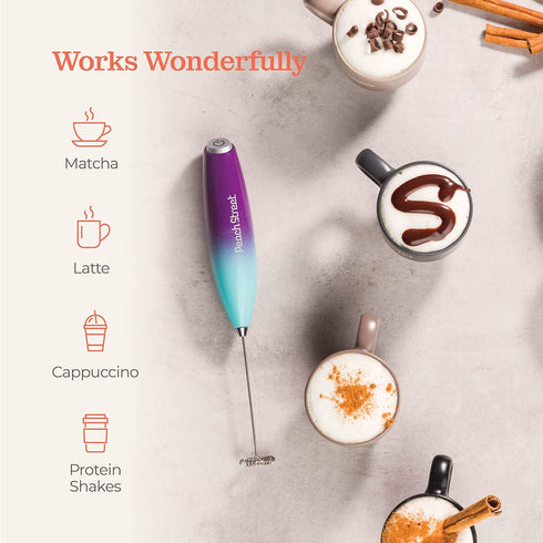 Powerful Handheld Milk Frother, Mini Battery Operated Milk Foamer, Stainless Steel Drink Mixer for Coffee, Lattes,