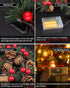 2 6.6 20 PCS Christmas Garland with Lights and Bigger Pine Cones, Led String Lights, Red Berries, Needle, Pine Cone