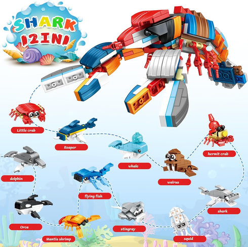 PEACEJOUNEY 24-piece Set, Valentine's Day Gift Ocean Life Building Blocks, Suitable for Boys and Girls - Valentine's