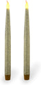 FURORA LIGHTING Gold LED Taper Candles, Battery Operated Pack of 2, Electric Candles with 6/18 Timer, Winter Decorations