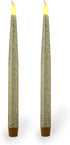 FURORA LIGHTING Gold LED Taper Candles, Battery Operated Pack of 2, Electric Candles with 6/18 Timer, Winter Decorations