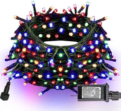 Dazzle Bright Christmas String Lights, 66FT 200 LED Connectable Green Wire 8
