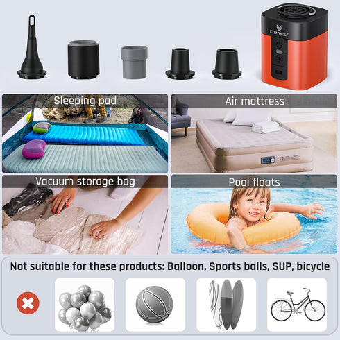 AIR 3 Air Pump for Inflatables with 2600mAh Battery, 2X Faster Inflation & Deflation, Ultra-Mini Portable Air Pump