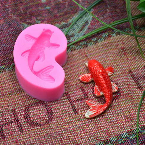 Small Koi Fish Fondant Mold (2.5"x1.4") - MoldFun Carp Sugar Craft Silicone Mold for Cake Decorating