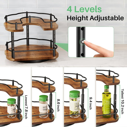 11 inches, 10.5 inches Spice Rack Organization for Cabinet - Height Adjustable Rotating Lazy Susan Organizer, Spice