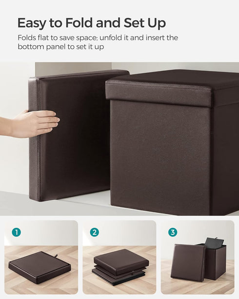 15 Inches 660 lb, ULSF10B SONGMICS MAZIE Collection - Ottoman with Storage, Footstool, Storage Ottoman, Load for Dorm