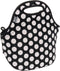 BUILT Gourmet Getaway Soft Neoprene Lunch Tote Bag, Lightweight, Insulated, One Size, Big Dot Black & White