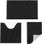 Black Bathroom Rugs Non-Slip Chenille Mat Set 3 Pieces Ultra Soft Absorbent Bath Carpet