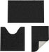 Black Bathroom Rugs Non-Slip Chenille Mat Set 3 Pieces Ultra Soft Absorbent Bath Carpet