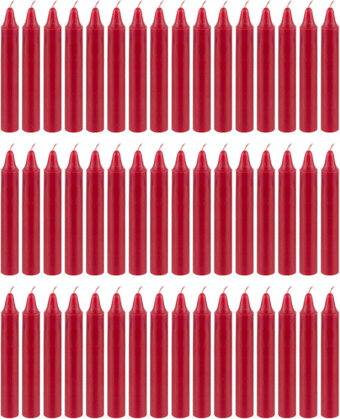 Mega Candles 48 pcs Unscented Straight Red Taper Candles, Hand Poured Wax, 5 Inch x 3/4 Inch
