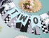 Rweseo 2nd Two Fast Birthday Party High Chair Banner - Racing High Chair Banner, Blue Birthday Bunting,Blue Vintage