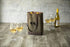 PICNIC TIME 2 Bottle Insulated Tote, Distressed Waxed Canvas Wine Gift Bag, Khaki Green with Beige Accents