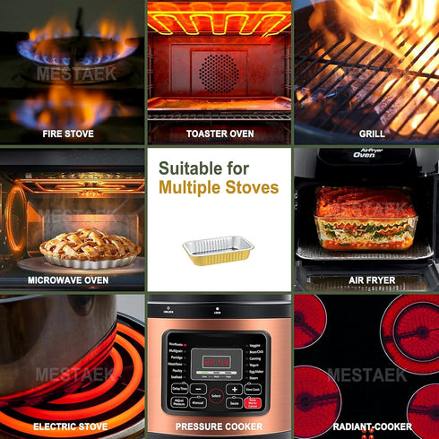 7x5 Sturdy Foil Pans + Snap-On Lids (5 Pack), Heavy Duty Reusable Foil Tins 20oz for Baking and Cooking