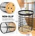 Utensil Holder for Kitchen Counter, Large Cooking Utensil Holder, Black Metal+Bamboo Base Utensil Holder, Breathable and Easy to Dry+Rotating+Drainage Hole, Kitchen Countertop Utensil Organizer