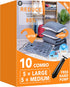 10 Pack Vacuum Storage Bags (5 Large, 5 Medium), Compression Bags with Travel Hand Pump for Blankets, Clothes