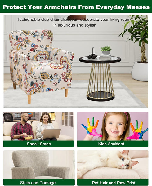 1-Piece Sofa,B61 CRFATOP Stretch Modern Banquet Armchair Slipcover Accent Chair Covers with Arms Soft Chair Slipcovers