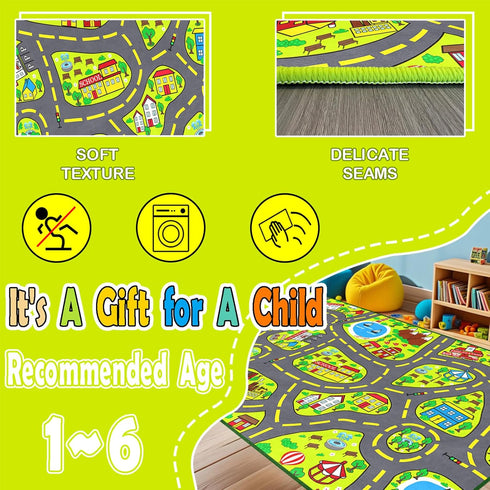 5x7 Car Rug Play Mat Feet, Car Road Rug for Kids City Road Map Carpet Educational Learning Play Carpet Kids Play Rugs
