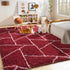 5x7 Area Rugs for Living Room Bedroom, Washable Non-Slip Feet Red White Throw Rug, Soft Plush Shaggy Fluffy Geometric