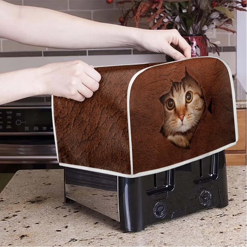 Cute 3D Cat Toaster Covers Bread Maker Oven Cover Small Appliance Protection Covers Kitchen Decoration Dustproof Washable Covers for Most Standard 4 Slice Toaster