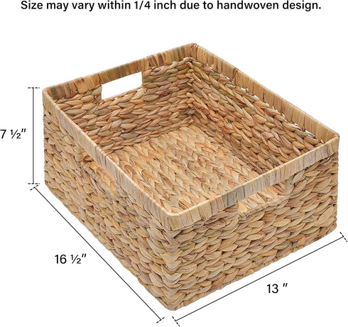 StorageWorks Jumbo Wicker Basket, Water Hyacinth with Built-in Handles for Organizing