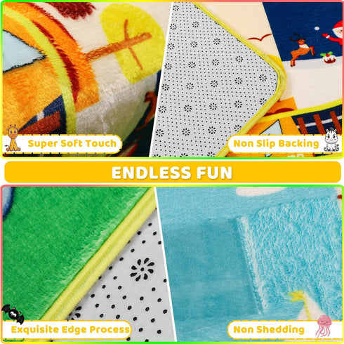 Mfmiudole 59"39.4" ABC Kids Rug for Playroom Baby Play Mat Alphabet Rug Animal Number Shape Classroom Rug Kids Playroom