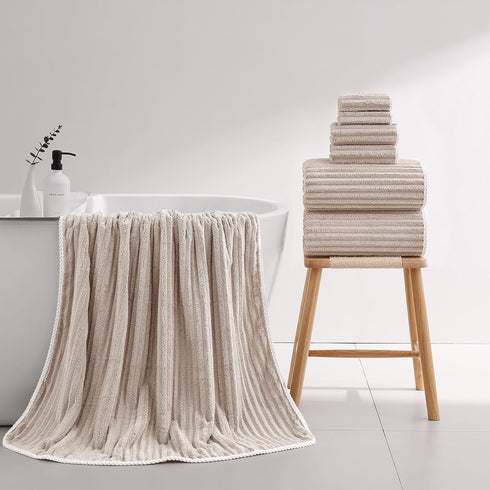 39x79 Inches Set 2PCS) XIQ Bath Sheets Extra Large Bath Towels for Adults Luxury Super Soft Absorbent Striped