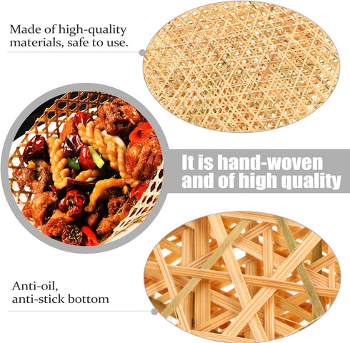 Hemoton Bamboo Mesh Pad Round Woven Placemats, Heat Insulation Dish Mat