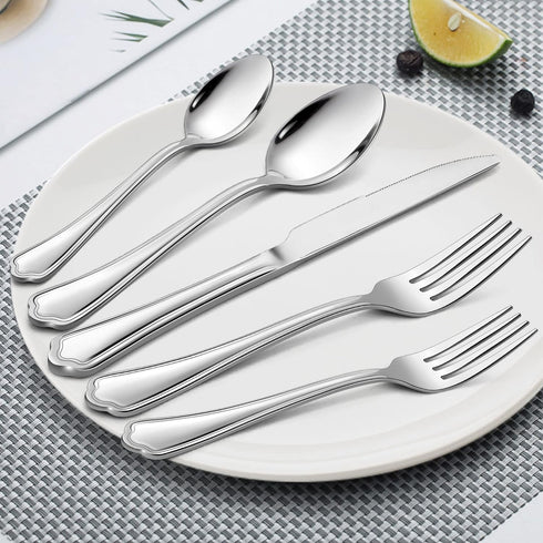LIANYU 10-Piece Silverware Set - Stainless Steel Flatware Cutlery for 2, Dishwasher Safe, Mirror Polished