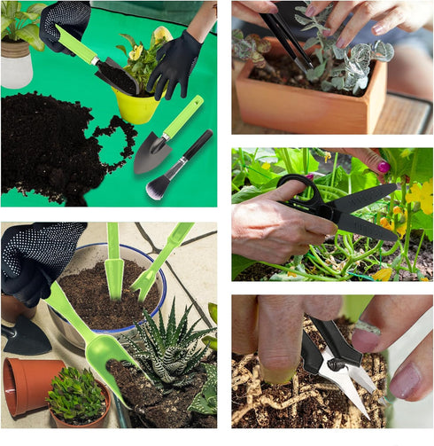 WNJ 2 PCS Waterproof Plant Repotting Mat, Foldable Indoor Potting Mats, 12 PCS Succulent Tool Set, Square Garden Tray,