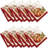 Elrene Home Fashions Swaying Leaves Bordered Fall Napkins, 17" x 17", Set of 8 for Seasonal Dinner