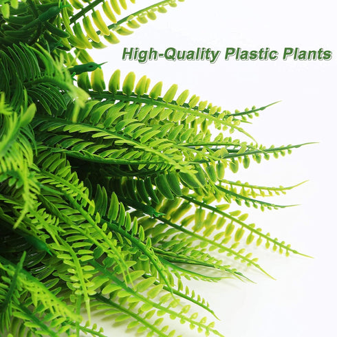 8 Pcs Artificial Ferns for Outdoor - Lifelike Boston Faux Fern Stems, Indoor UV Resistant Plants for Greenery Decor